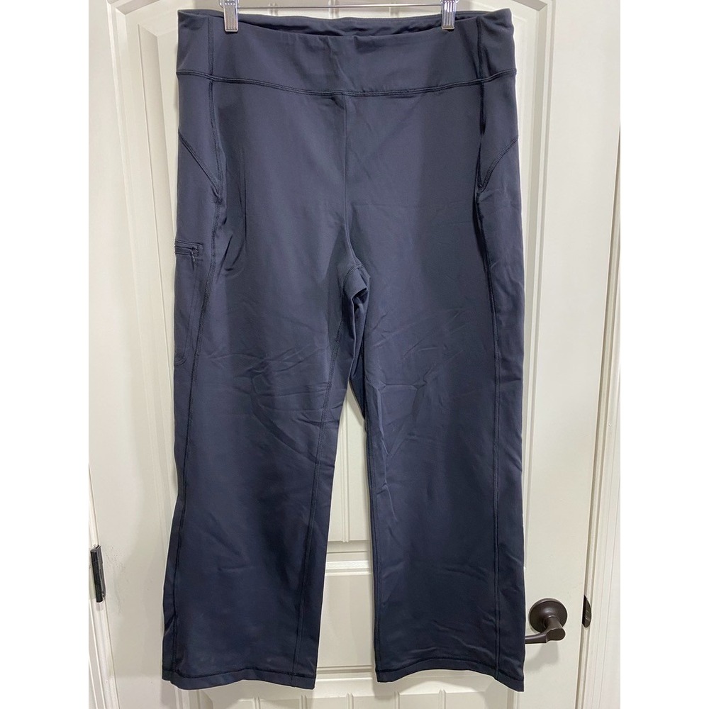Duluth Women's Pull On Pants Large-29 Black Wide Leg Zippered Side Pocket
